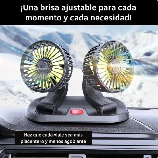 Ventilador de doble cabeza con rotación de 360° - AutoFresco Dúo®